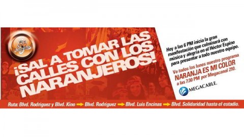 Invitación a desfile de Naranjeros de Hermosillo